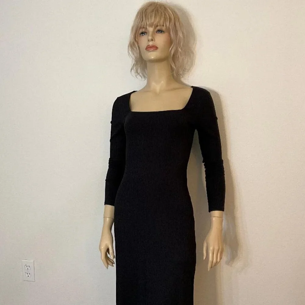 ABERCROMBIE & FITCH NWOT Black Bodycon Ribbed Maxi Dress Size S